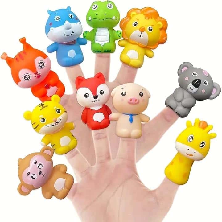 Puppet, pupazzo di dita di peluche, animali, set di burattini da dito di animali, giocattoli educativi, burattini animali, burattino da dito, dito da dito per puppet, materiale gomma, 10