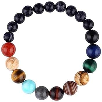 Pubiao Bracciali Sistema Solare Braccialetto Gioielli Universo Galaxy Pianeta Pietra in Rilievo per Uomo Donna Ragazzi Ragazze Bambini Adolescente