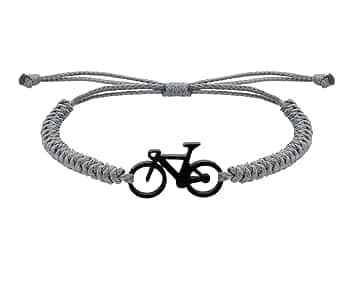 CODEONE Bracciale Bicicletta Black Grey in Nylon Grigio Intrecciato | Acciaio Inossidabile Colore Nero | Design Artigianale Sportivo | Bicicletta da Strada | Confezione Regalo