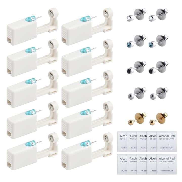 CONNECTION Pistola Orecchini,Pistola per Piercing All'orecchio,Pistola Orecchini Usa e Getta,Pistola Buchi Orecchie Asettiche Per Le Orecchie Sicurezza Pistola Piercing per Ragazze, Donna e Uomo,10Pcs