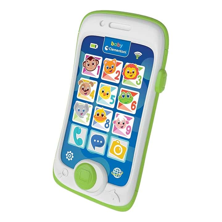 Clementoni Baby Smartphone Touch & Play, Telefono Bambini 12-36 Mesi, Centro attività con 3 modalità di Gioco e 12 Tasti per Scoprire Nomi degli Animali, Numeri e Parole, Lingua Italiana, 17934