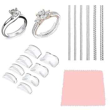 Aurevella Aurevella 14 Pack Ring Size Adjuster Ferma Anello Invisibile Silicone,Clear Ring Sizer Adjuster per anelli allentati Uomo Donna