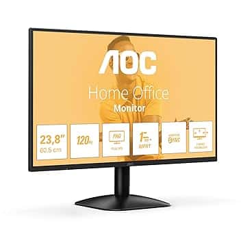 AOC 24B31H - Monitor Full HD da 24 pollici, 120 Hz, sincronizzazione adattiva dell'immagine 1920x1080, 1x D-Sub, 1x HDMI 1.4 nero, 24 inch FHD IPS, 100 Hz, No Altoparlanti