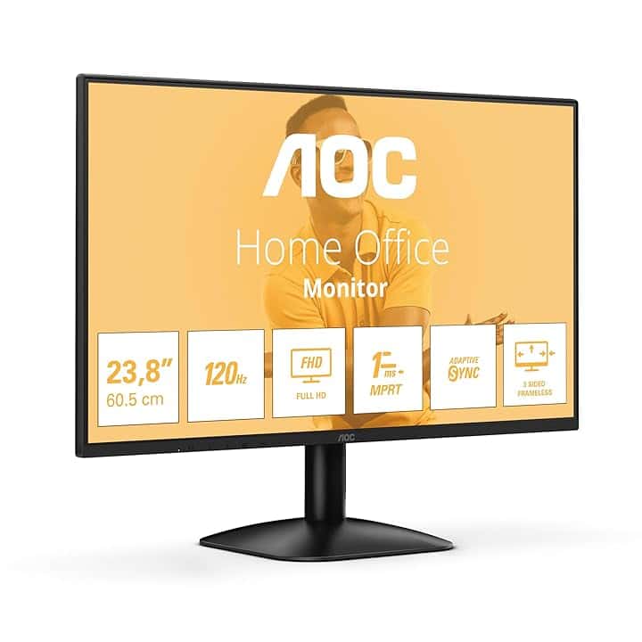 AOC 24B31H - Monitor Full HD da 24 pollici, 120 Hz, sincronizzazione adattiva dell'immagine 1920x1080, 1x D-Sub, 1x HDMI 1.4 nero, 24 inch FHD IPS, 100 Hz, No Altoparlanti