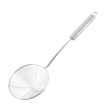 Fackelmann Schiumarola a Rete Maglia Media Uso Professionale in Acciaio Inossidabile, Lavabile in lavastoviglie Dimensioni 36,3x12,3x5 cm Manico ergonomico