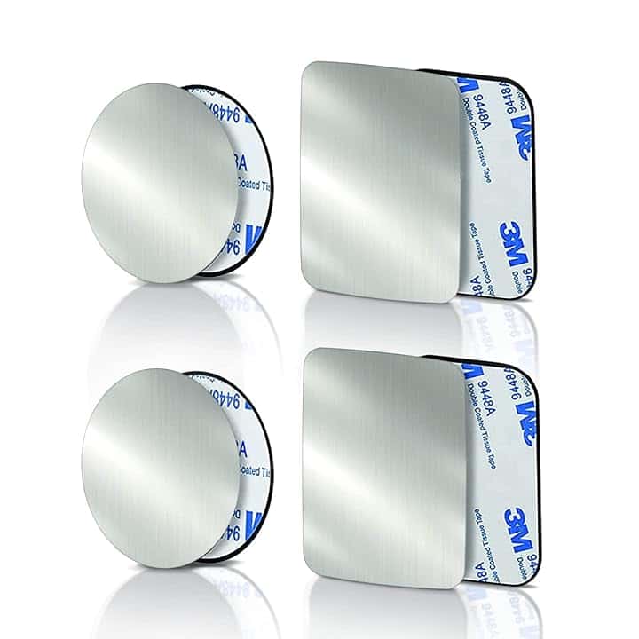 Cable Technologies 3M - Confezione da 4 Piastre per Cellulare Auto, Piastre Sottili in Metallo per Supporto Magnetico Calamita da Auto, 2 rotonde e 2 rettangolari