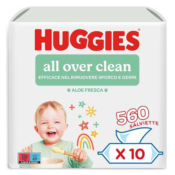 Huggies All Over Clean Salviette Umidificate per Bambini, 10 Pacchi da 56 Pezzi