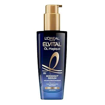 L'Oréal Paris Siero nutriente per capelli morbidi e lucenti, agisce a lungo contro crespo, non lascia residui, con olio di fiori di camelia, olio di Elvital Magique Midnight Serum, 1 x 100 ml