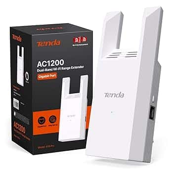 Tenda A18 Pro Ripetitore Wi-Fi Dual Band AC1200 Mbps, Funzionalità Extender e Access Point 5GHz/2.4GHz con Porta Gigabit LAN, LED Segnale Intelligente, Pulsante WPS, Sicurezza WPA2, Controllo via App