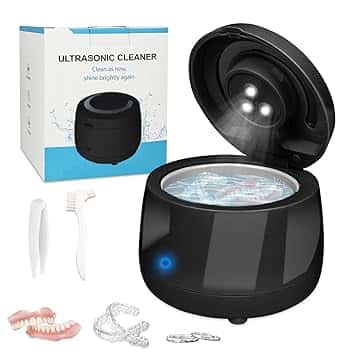 Bibykivn Pulitore Ultrasuoni - Pulitore Ultrasuoni UV 43000 Hz - Pulitore Ultrasuoni Occhiali per Pulizia Gioielli, Protesi dentali, Orologi, Occhiali, Anelli, Collane (Nero)
