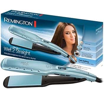 Remington Piastra per Capelli - Uso da bagnato e asciutto - Per asciugare e lisciare i capelli, ingredienti microattivi anticrespo, display LCD, 140-230°C, Wet2Straightpiastra per capelli S7350