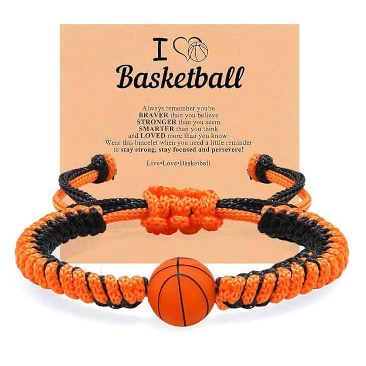 ARHZ 1 Pezzo Corda nera e arancione + Bracciale da basket intrecciato, Regalo di Pasqua per bambini di 5-12 anni, Bracciale da basket per ragazzi, Regalo di basket per ragazzi