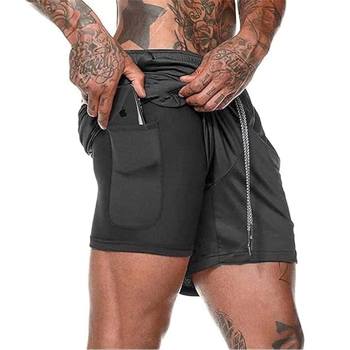 Pantaloncini Sportivi da Uomo, 2 in 1 Sport e Allenamento Fitness Shorts Jogging, Pantaloncini Asciugatura Veloce