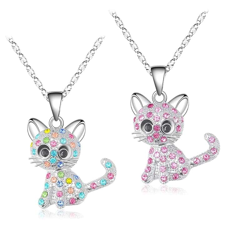 HMCEY 2 Pezzi Collana Gatto,Collane Per Bambine E Ragazze,Ciondoli a Forma di Gatto,Collana Pendente Donna,Collane Dell Amicizia Moda Classica per Regalo,Festa,San Valentino,Compleanno,Gioielli