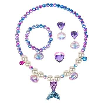 OSDUE Girls Regalo Set,Collana Bracciale Orecchini Anelli, Principessa Kit Gioielli Forniture Feste Accessori Regalo Compleanno