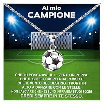 Bramart Collana Uomo Ragazzo Sportivo Basket Calcio Idee Regali per lui Bambino Sport Cindolo di Calcio Basket - Cofanetto con DEDICA incluso