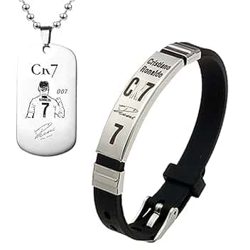 fufupaw Collana da Calcio Numero 7 per Bambini e Ragazzi - Set Regalo Con Braccialetto per Gli Appassionati di Palla