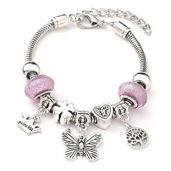IKOPFLN Farfalla Bracciale, Ciondolo Ragazze Bracciale, Bracciale Perla Ragazze, Bracciale Donna Regolabile,regali per ragazze