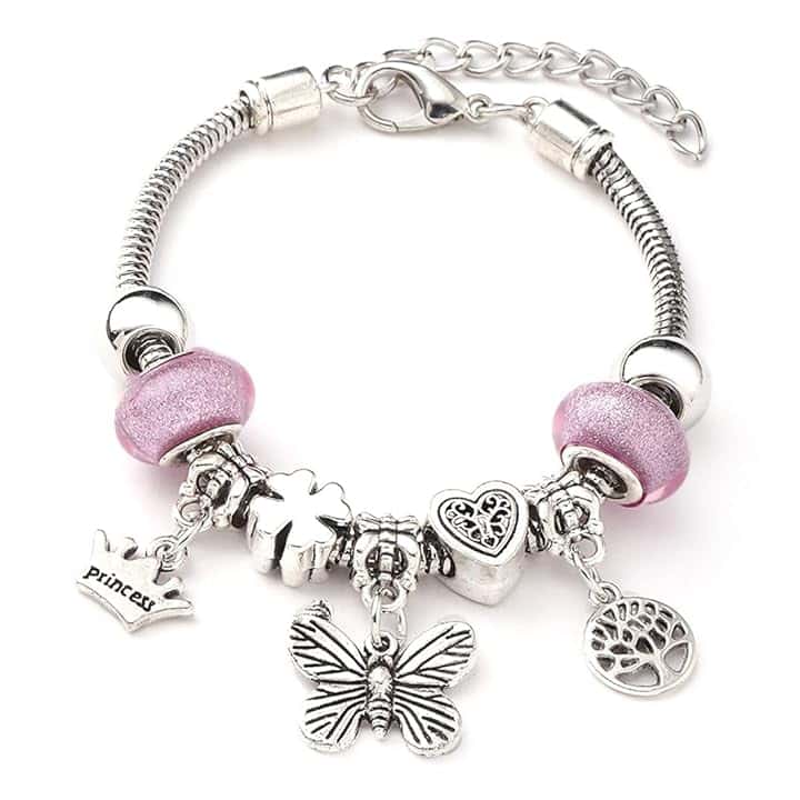 IKOPFLN Farfalla Bracciale, Ciondolo Ragazze Bracciale, Bracciale Perla Ragazze, Bracciale Donna Regolabile,regali per ragazze