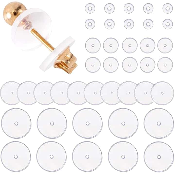AFCJLTO AFCJLTO 40 Pezzi Dischetti Silicone Piercing, Dischetti Silicone Piercing Cheloidi, Orecchini in Silicone con Dischi Perforati Trasparenti Orecchini a Disco per Cuscinetti,3/5/7/9mm