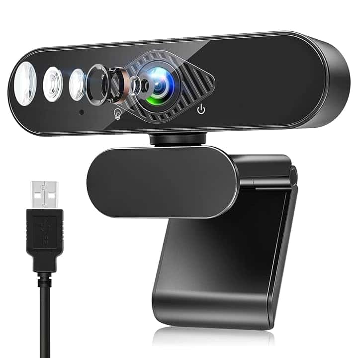 Webcam, Webcam per PC con Microfono 1080P con Video Camera USB 2.0 per Laptop, Desktop, Smart TV per Videochiamate, Conferenza, Studio e Lavoro