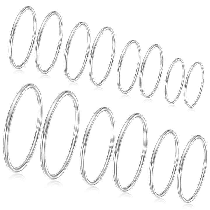 Coicok 14 Pezzi Anelli Donna Acciaio Inossidabile Impilabili Thin Gold Plain Band Rings Stackable Knuckle Anelli Thumb Pinky Midi Rings Misura Comfort-Fit Argento 3/4/5/6/7/8/9