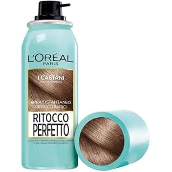 L'Oréal Paris Spray Ritocco Perfetto, Spray Istantaneo per Radici e Capelli Bianchi, Durata fino a 1 Shampoo, Colore: Castano, 75 ml