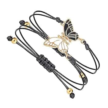 YLLZJ 2 Braccialetti dell'amicizia a farfalla, Braccialetto a farfalla regolabile, Regali per coppie e migliori amici