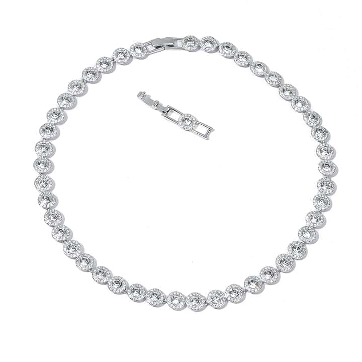 Generic Collana angelica - Collane di cristallo in oro 18 carati, collana delicata di gioielli in oro, cristallo trasparente per donne, matrimonio, festa, matrimonio, San Valentino