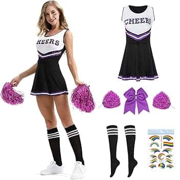 Costume da cheerleader, da donna, per adulti, da cheerleadering, per travestimento, carnevale, cosplay, Halloween