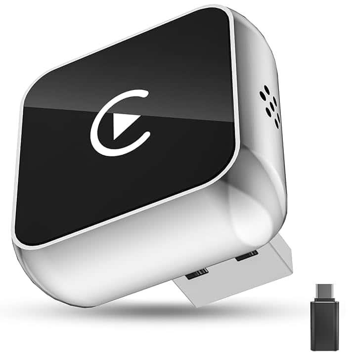 Adattatore Wireless Android Auto CarPlay 2-in-1 USB Type-C per Apple, Chiavetta Dongle Compatibile con IPhone IOS 10+ e Android 11+, Plug & Play per Auto，argento