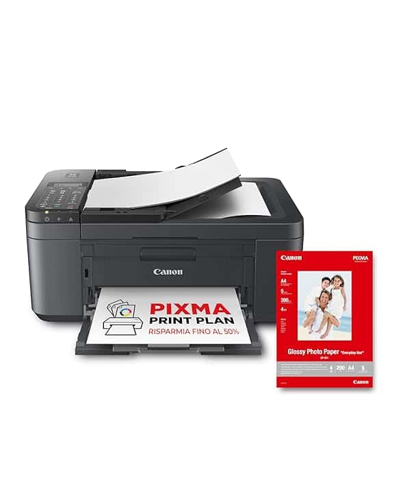 Canon PIXMA TR4755i stampante multifunzione wireless 4 in 1, Stampa, Scansione, Copia, Fax - Fronte/Retro, ADF 20 Fogli, PIXMA Print Plan, Nero - Include Carta Fotografica A4 GP-501, 5 Fogli