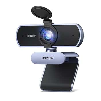 UGREEN Webcam Full HD 1080P 30FPS USB A PC Camera 2 Microfono Incorporato 85°Angolo di Visione per Windows MacOS Linux Supporto Youtube Streaming Skype Video Calling Zoom Videoconferenze(Grigio)
