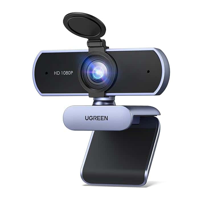 UGREEN Webcam Full HD 1080P 30FPS USB A PC Camera 2 Microfono Incorporato 85°Angolo di Visione per Windows MacOS Linux Supporto Youtube Streaming Skype Video Calling Zoom Videoconferenze(Grigio)