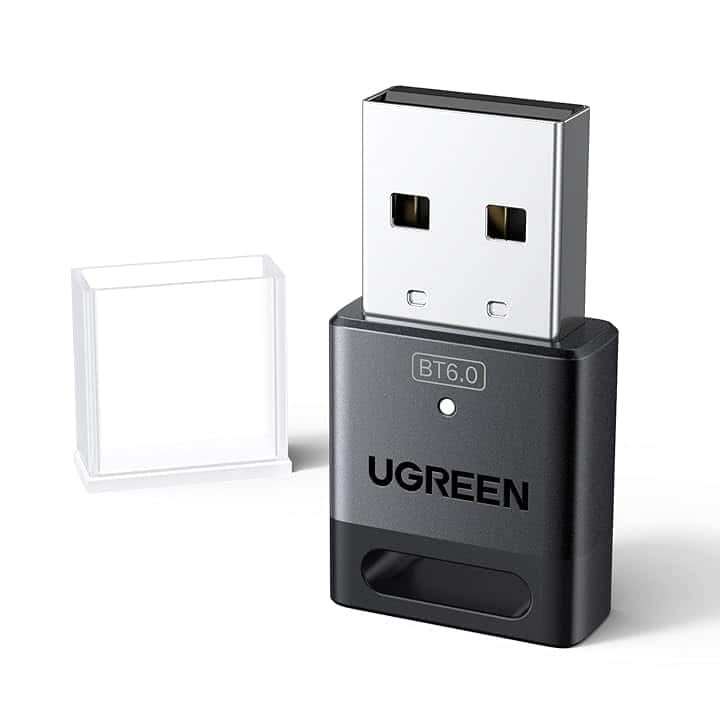 UGREEN Bluetooth 6.0 USB Adattatore per PC Dongle Chiavetta per Windows 11 10 8.1 Compatibile con Controller di PS5 PS4 Telefono Cuffie Auricolare Tastiera Mouse ClimatePartner certified