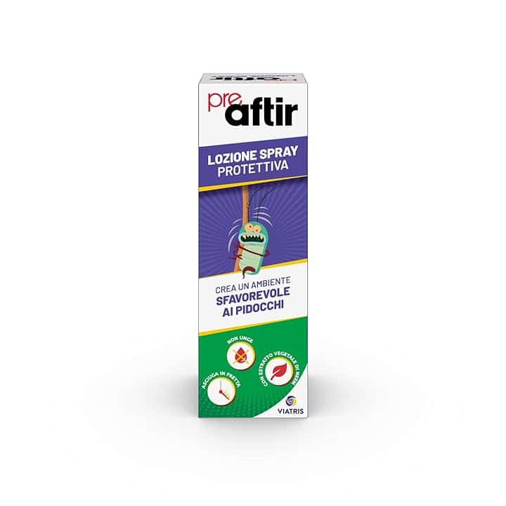 Preaftir Lozione Spray Preventiva Antipidocchi, Trattamento Pidocchi e Lendini, Azione Lenitiva, Antiprurito, per Adulti e Bambini, 100 ml