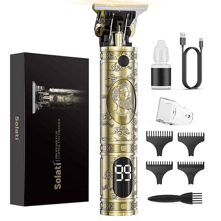 Tagliacapelli Uomo, LED Rasoio Elettrico Barba Macchinetta per Capelli Portatile Tagliacapelli Uomo Professionale Trimmer Regolabarba Regola Barba Elettrico Trimmer Capelli Con 3 Pettini
