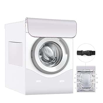 Coprilavatrice da Esterno Impermeabile, Coprilavatrice da Interno Spesso Argentato, Copri Lavatrice Esterni con Apertura Anteriore, Copri Asciugatrice da Esterno Protezione Solare, 60 * 64 * 85 CM