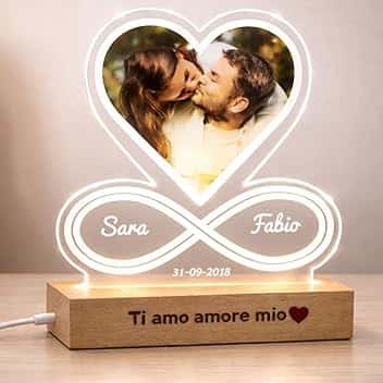 Lampada Personalizzata Con Foto |Idea Per lei e Lui |Festa della Mamma |idea San Valentino |Regalo Anniversario | Natale | Matrimonio(Cuore-Infinito)