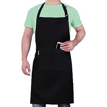 LEFUNDA® Grembiule da Cucina, Grembiule impermeabile con 3 Tasche, Grembiule da Barbecue, Regolabile con Nastri Lunghi, Per Uomo e Donna, Cucina, BBQ, Ristorante, Caffè