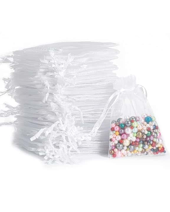 Carehabi Organzasäckchen 50 sacchetti in organza, 7 x 9 cm, sacchetto regalo in organza, sacchetto per gioielli, sacchetti per matrimonio, lavanda, bomboniere nuziali