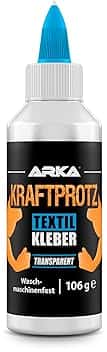 Colla tessuti 105 g – incolla invece di cucire: flessibile, lavabile e trasparente – per stoffa, jeans, pelle, decorazioni e fai da te – senza solventi – riparazioni tessili rapide – KRAFTPROTZ ARKA