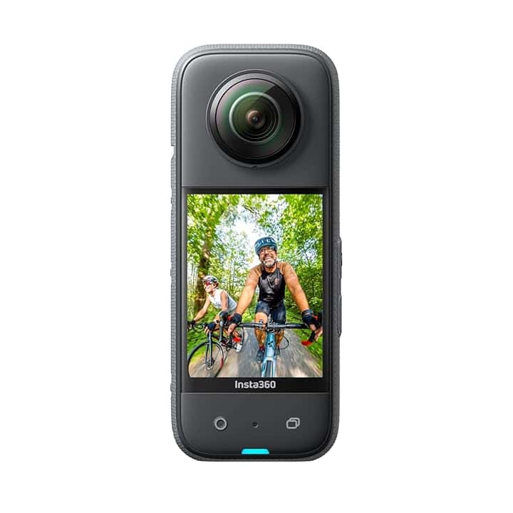 Insta360 X3, Action cam a 360° impermeabile con adesivi, sensore da 1/2", 360° 5.7K, foto a 360° a 72 MP, stabilizzazione, touchscreen da 2,29", feedback vibrazioni, editing con IA, live streaming
