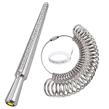 DoGeek Ring Sizer Scale di Misura Strumenti per misurare Gli Anelli diametri Strumenti di dimensionamento delle Dita UK Taglie A-Z Metal Steel