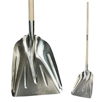 Crisalide® - Badile Super Resistente 36x49 cm con Manico in Legno - Versatile per Uso Agricolo, Giardinaggio e Lavori Pesanti, Multiuso, Pala da Neve (Alluminio)