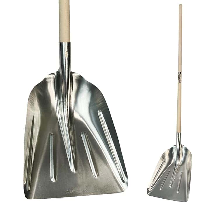 Crisalide® - Badile Super Resistente 36x49 cm con Manico in Legno - Versatile per Uso Agricolo, Giardinaggio e Lavori Pesanti, Multiuso, Pala da Neve (Alluminio)