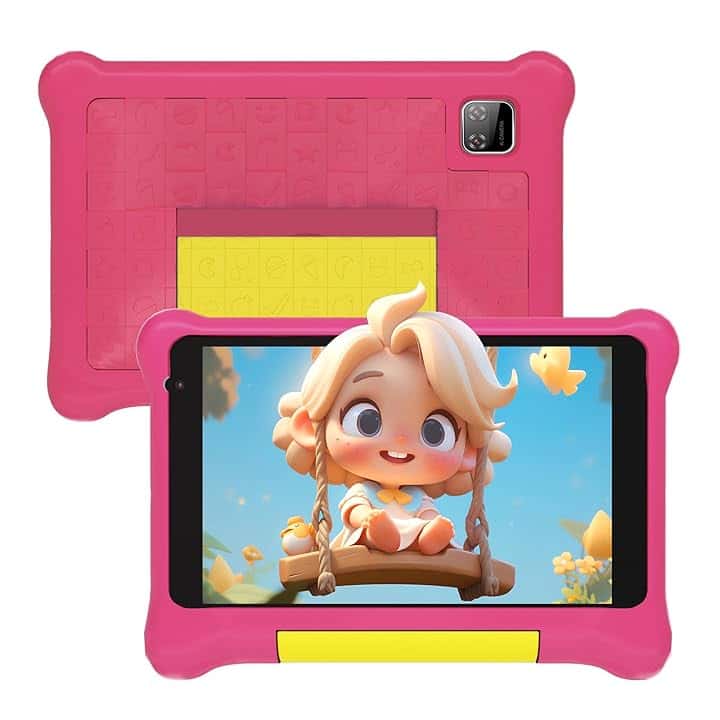 Tablet Bambini 7 Pollici Android 13 Quad Core 5 GB RAM 32 GB ROM 128 GB Estensione Controllo Parentale Tablets Educativo con Custodia Antiurto (Rosa)