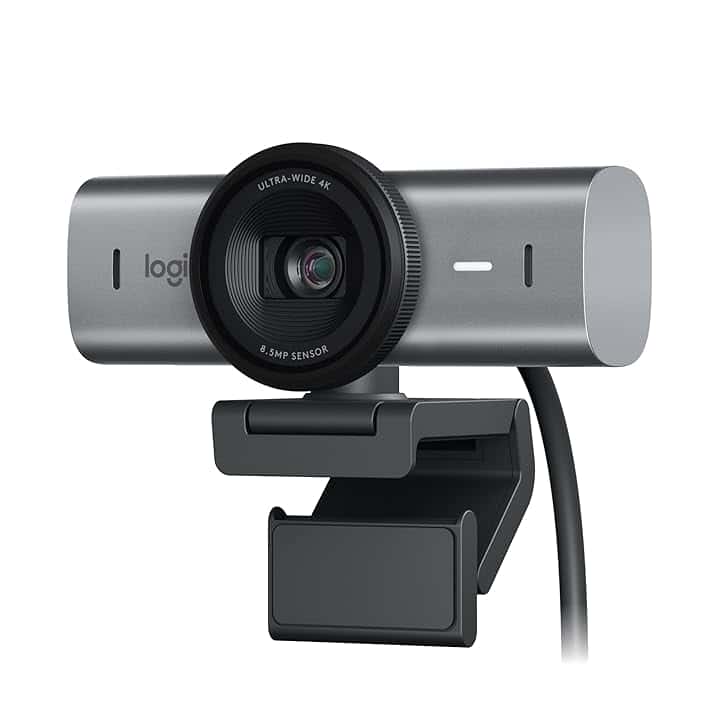 Logitech MX Brio per collaborazione e streaming Ultra HD 4K, 1080p a 60 FPS, due microfoni con riduzione del rumore, Show Mode, USB-C, copertura webcam, Microsoft Teams, Zoom, Google Meet, Grafite