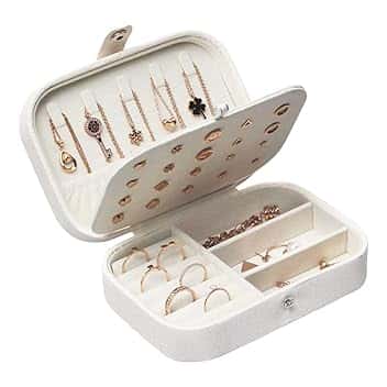 Lrikas Lrikas Piccolo Portagioie da Viaggio Portagioie Donna Scatola di Gioielli Organizzatore di Gioielli Jewelry Box 16,5 x 11,5 x 5,5 cm (Bianco)