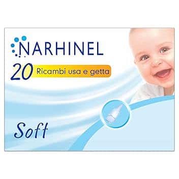 Narhinel Ricambi Morbidi per Aspiratore Nasale per Neonati e Bambini con Filtro Assorbente per Trattenere il Muco, 20 ricambi Monouso